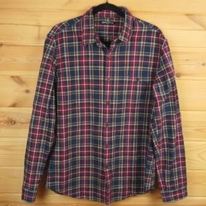 J Crew Mercantile Flex Red Blue Green Plaid Button Up‎ Shirt Size Large
